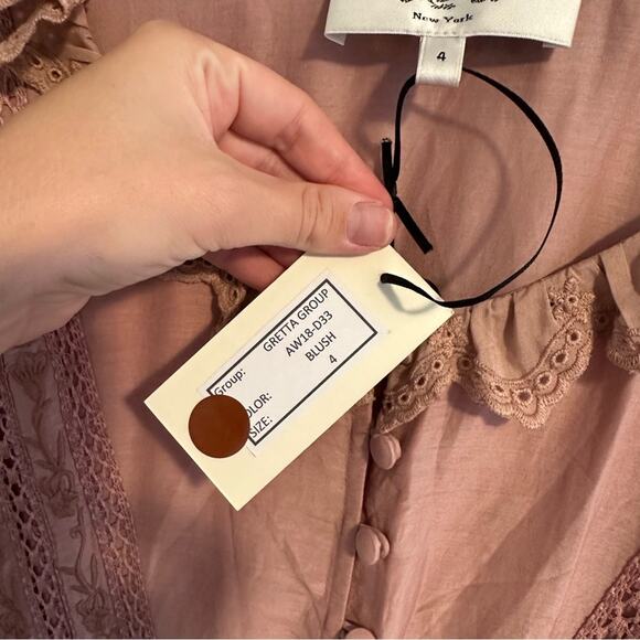 NWT SEA New York Mauve Pink Floral Embroidered Button Front Maxi Dress XS - Picture 14 of 15